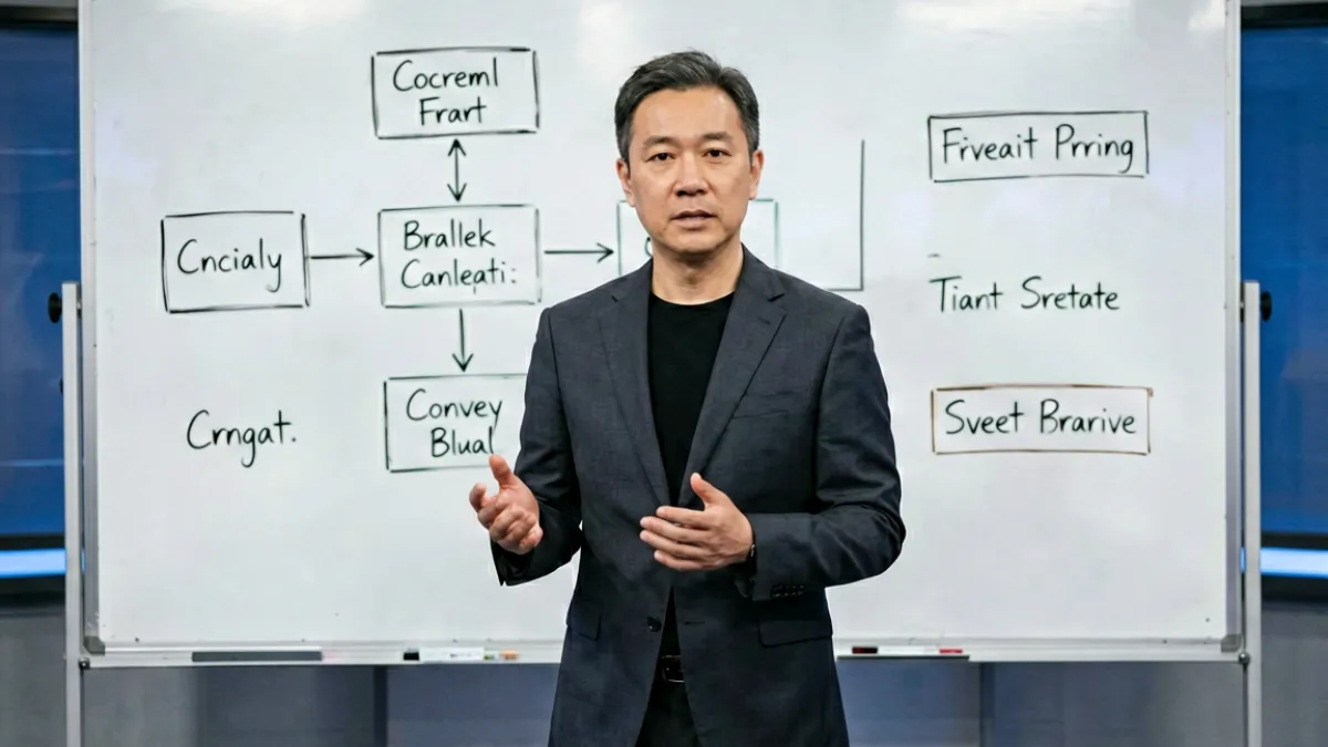 视频节目截图：主持人在演播室正面讲解肉便器标签的社会文化争议，白板上列有分析框架